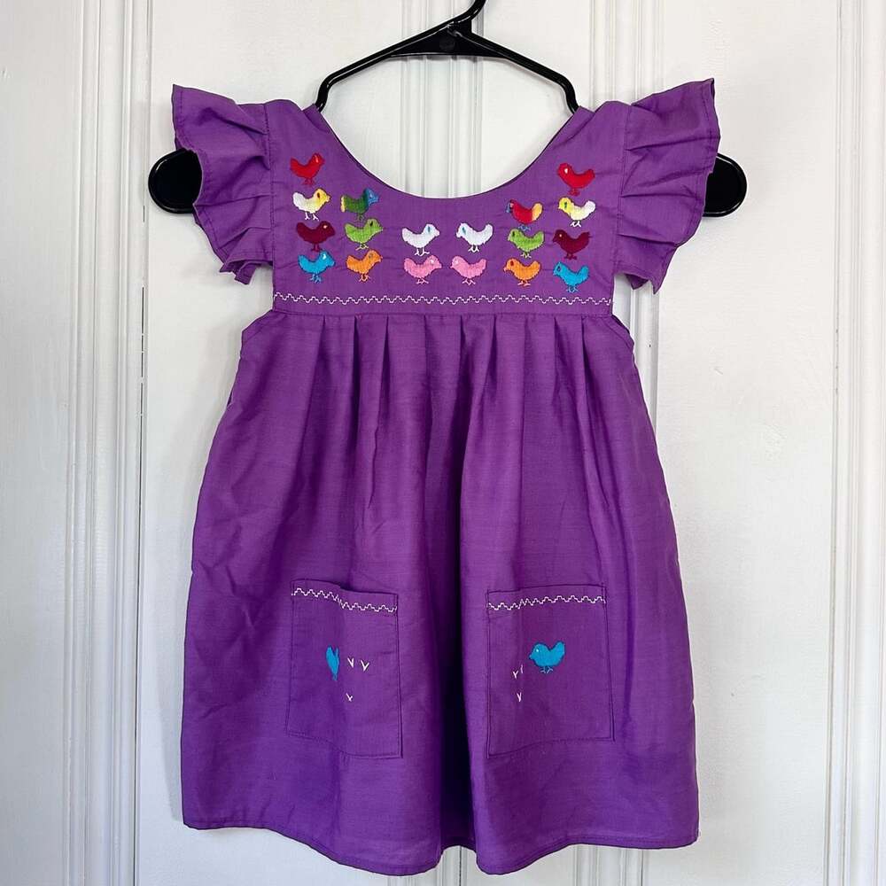 Girl's Embroidered Sleeveless Mumu Dress in Purple from Mexico, size 4T